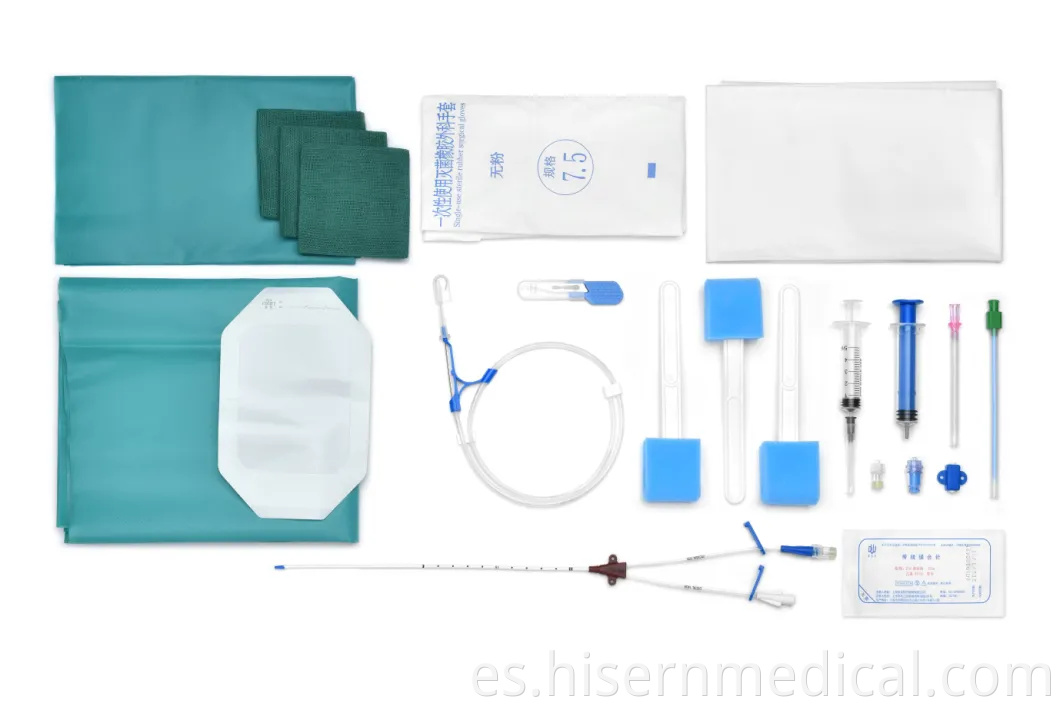 Kit de doble lumen de catéter venoso central desechable (adulto)